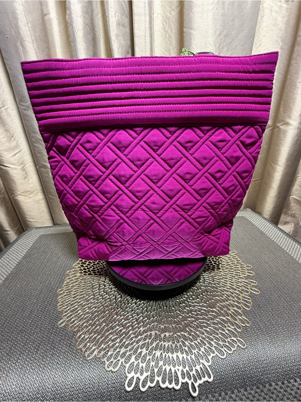 Vera Bradley Fuchsia Quilted Tote with Double Straps - Picture 3 of 7